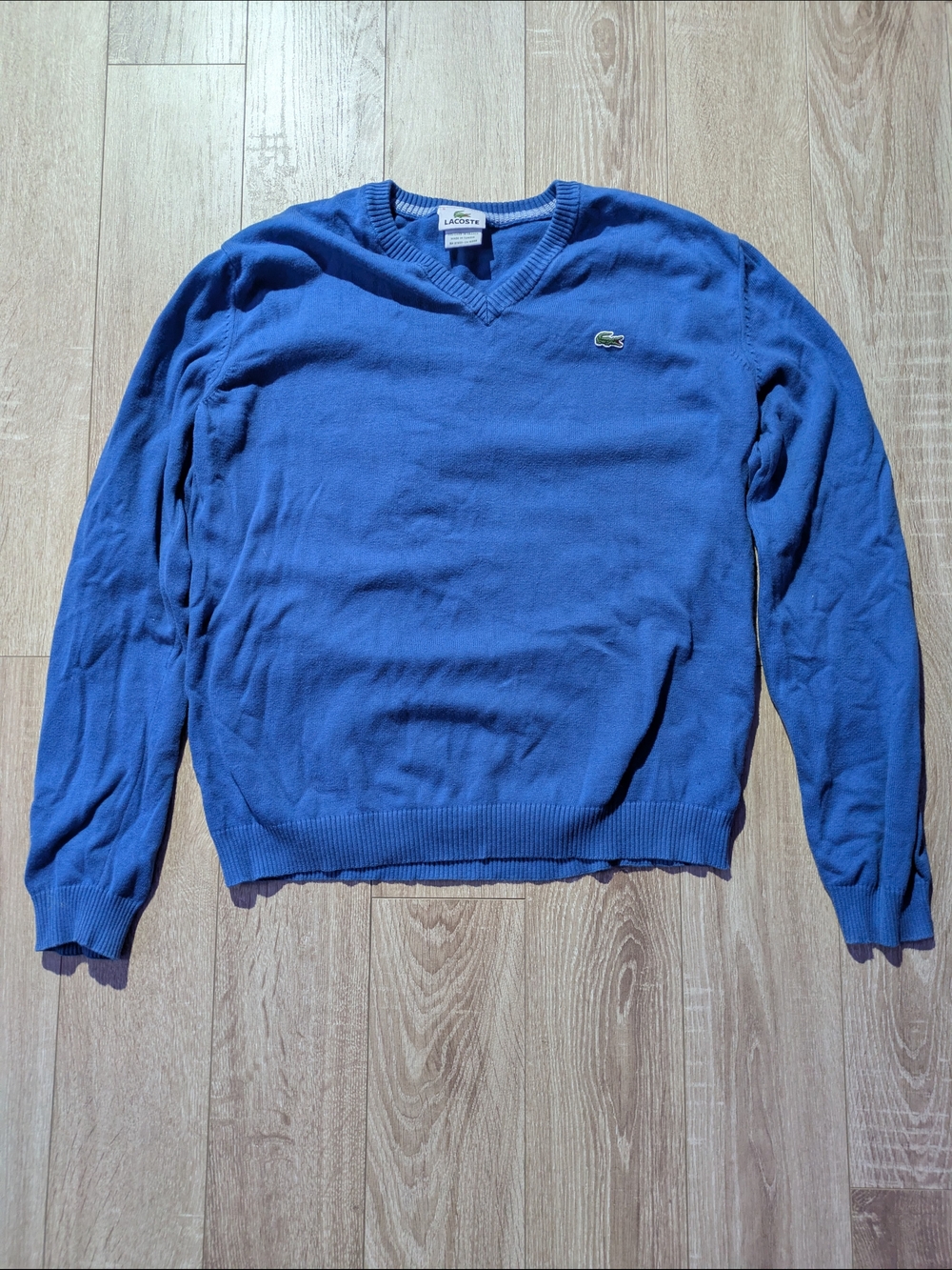Lacoste Men's Royal Blue V-Neck Cotton Sweater